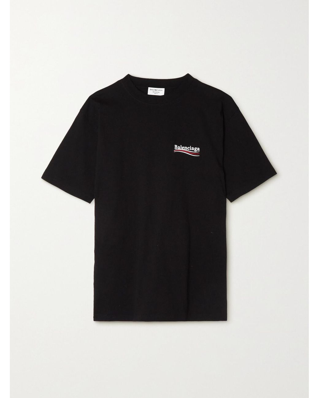 Balenciaga Black Oversized Embroidered Cotton-Jersey T-Shirt