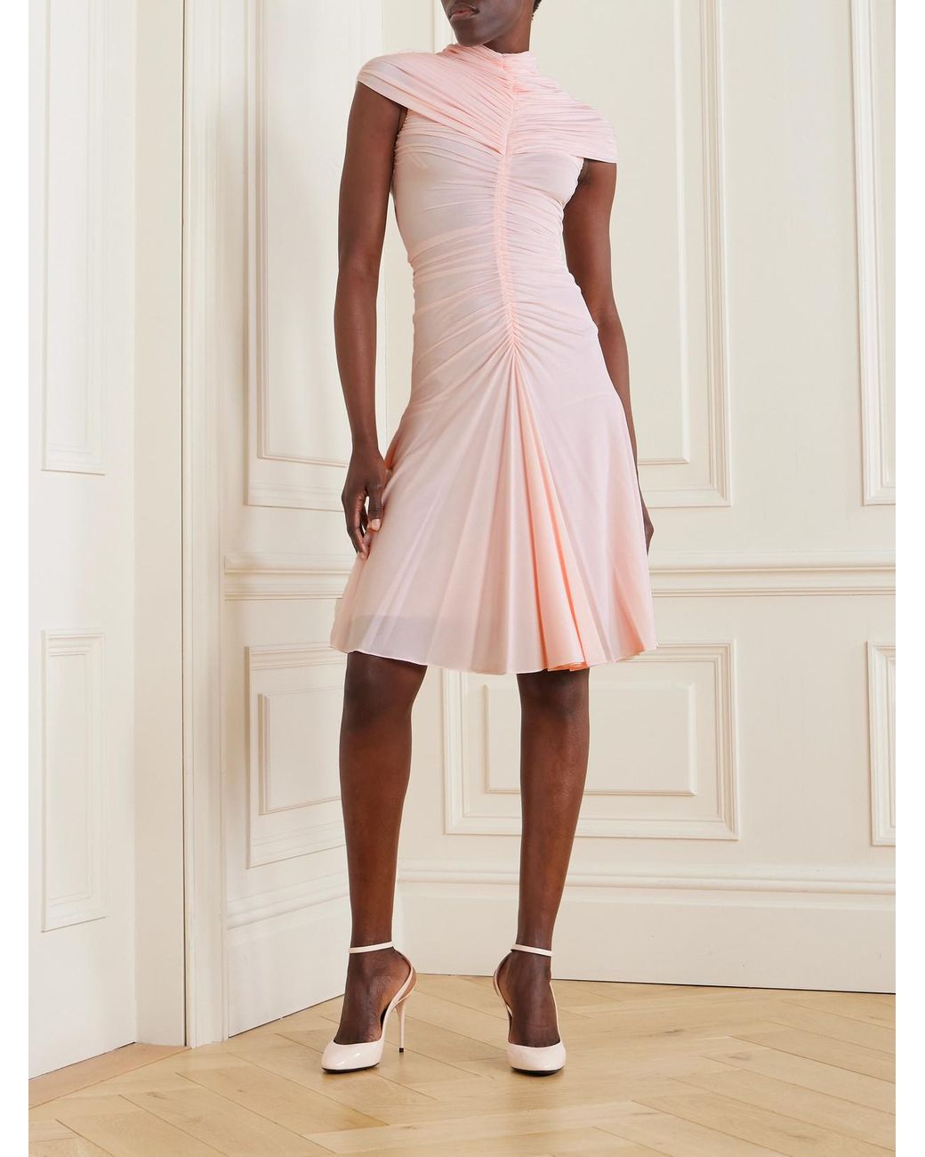 Alaa Ruched Jersey Mini Dress in Pink | Lyst Alaa Ruched Jersey Mini Dress in Pink | Lyst