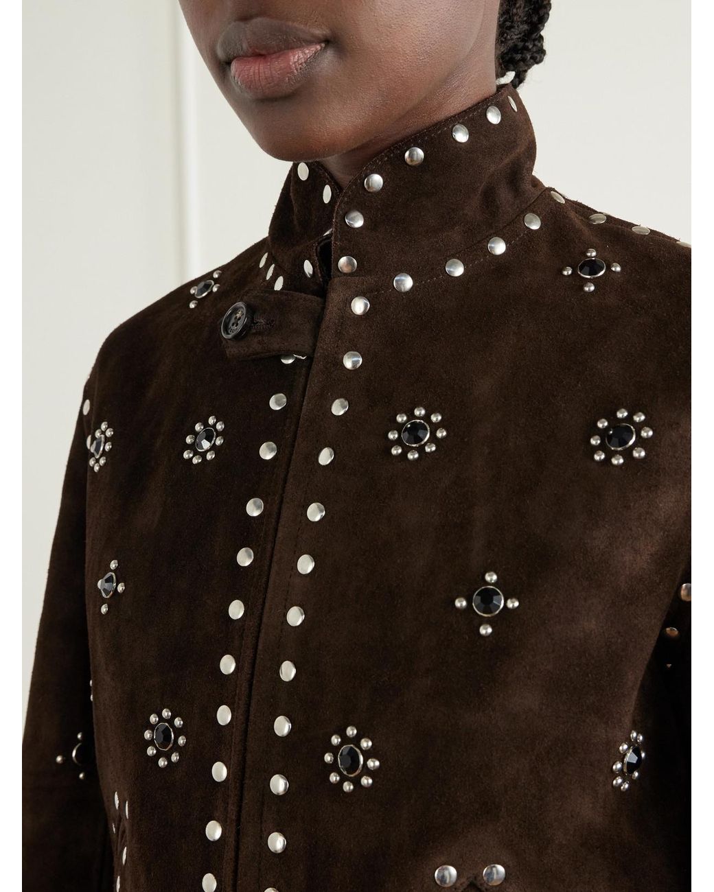 Bode Brown Howard Studded Suede Jacket