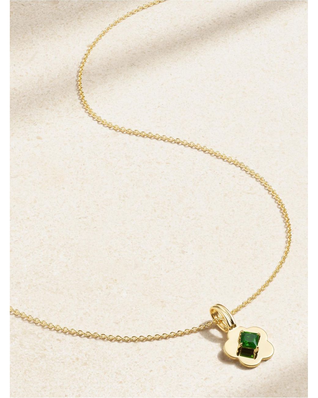 STONE AND STRAND Natural Flower Child 14-Karat Chrome Diopside Necklace