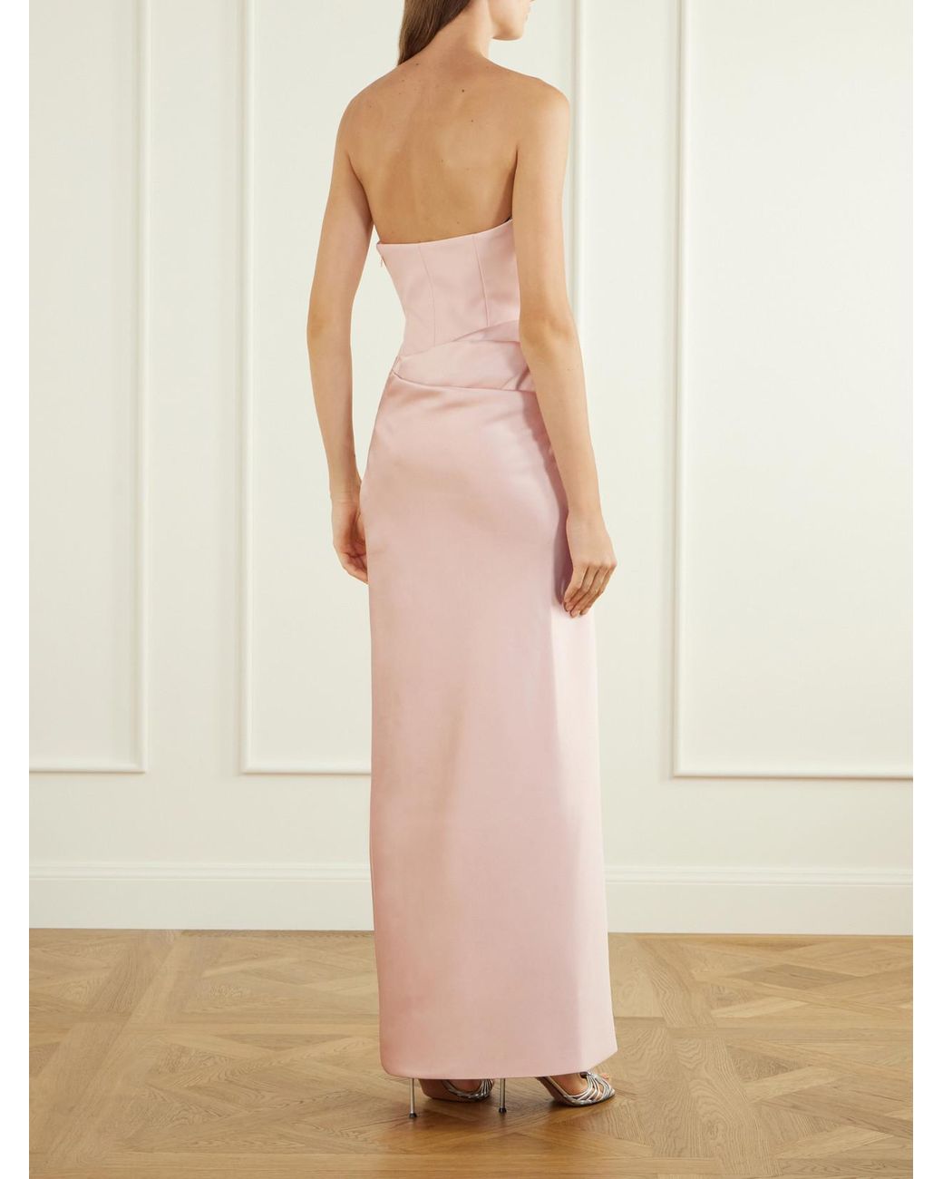 Solace London Pink Seri Strapless Crepe Gown