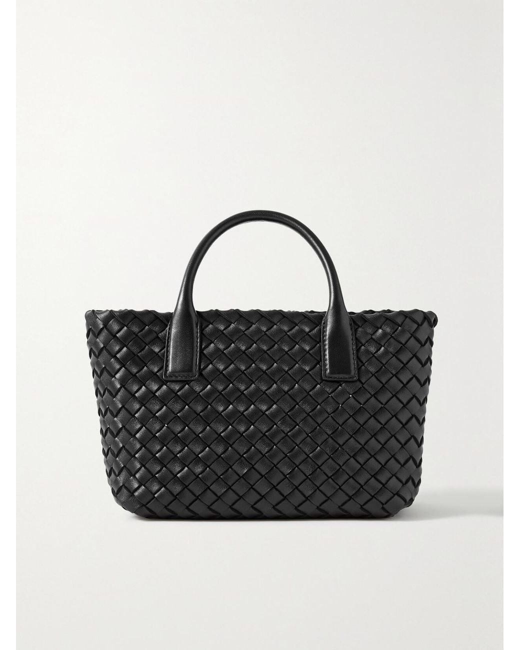 Bottega Veneta Black Cabat Mini Intrecciato Leather Tote