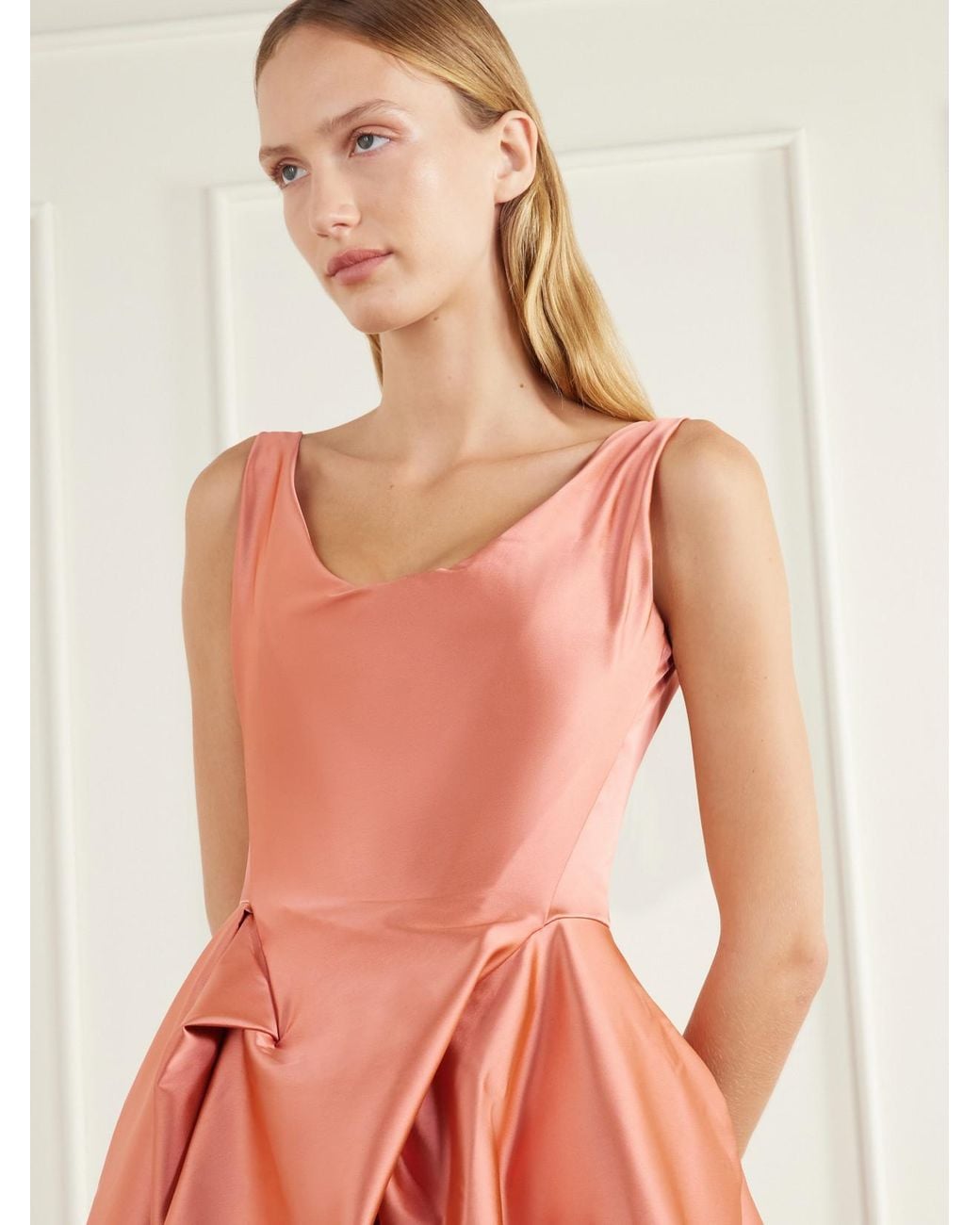 Vivienne Westwood White Nebula Asymmetric Duchess-Satin Midi Dress
