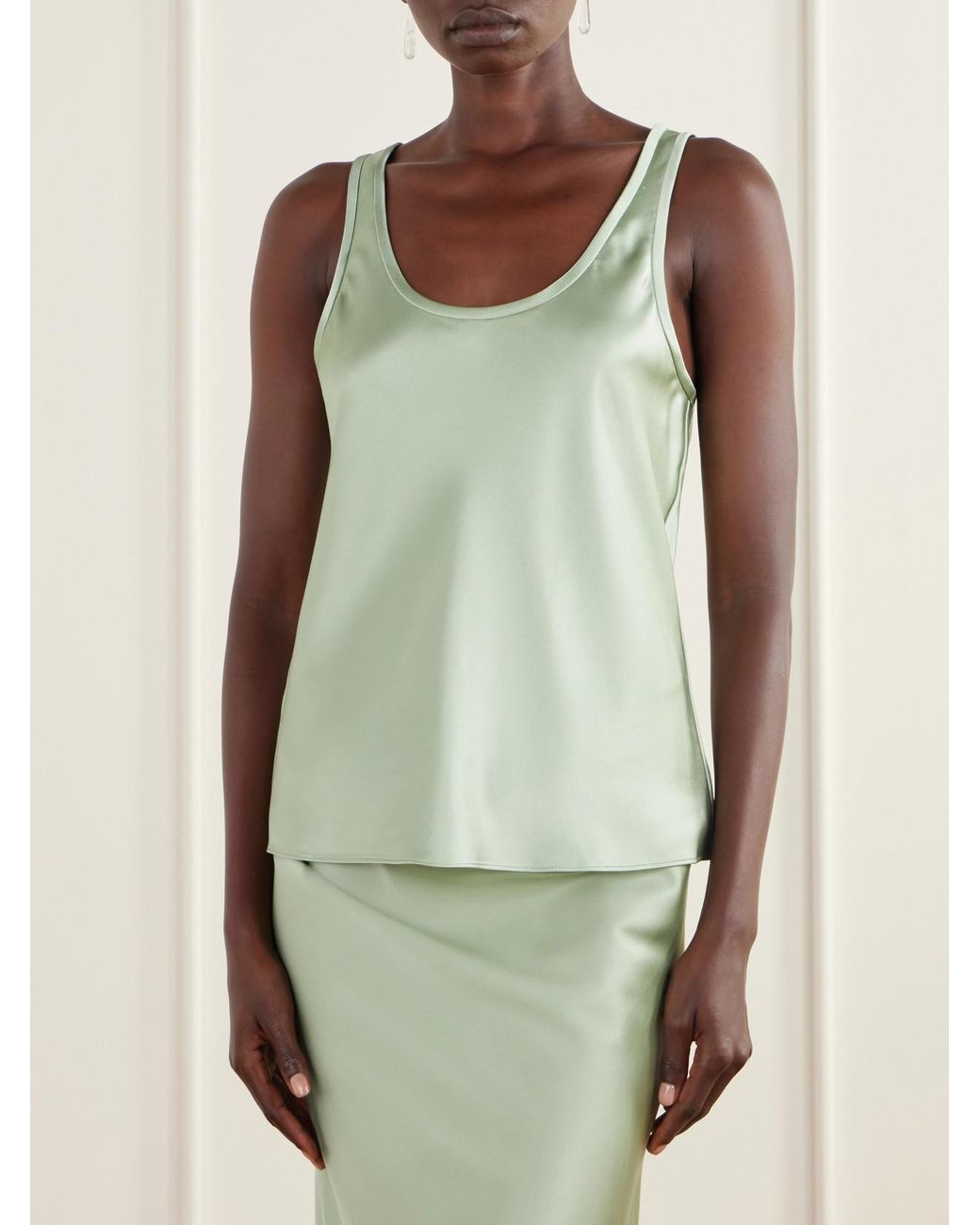 Heirlome Green Adau Silk-Satin Top