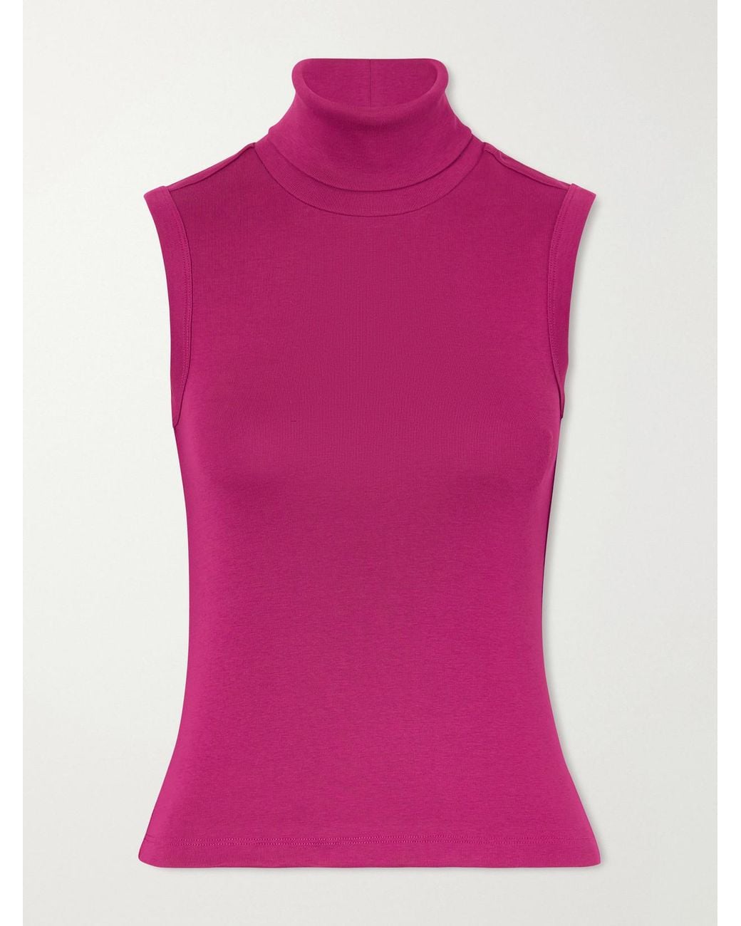 Flore Flore Pink Dinah Ribbed Organic Cotton-Jersey Turtleneck Tank