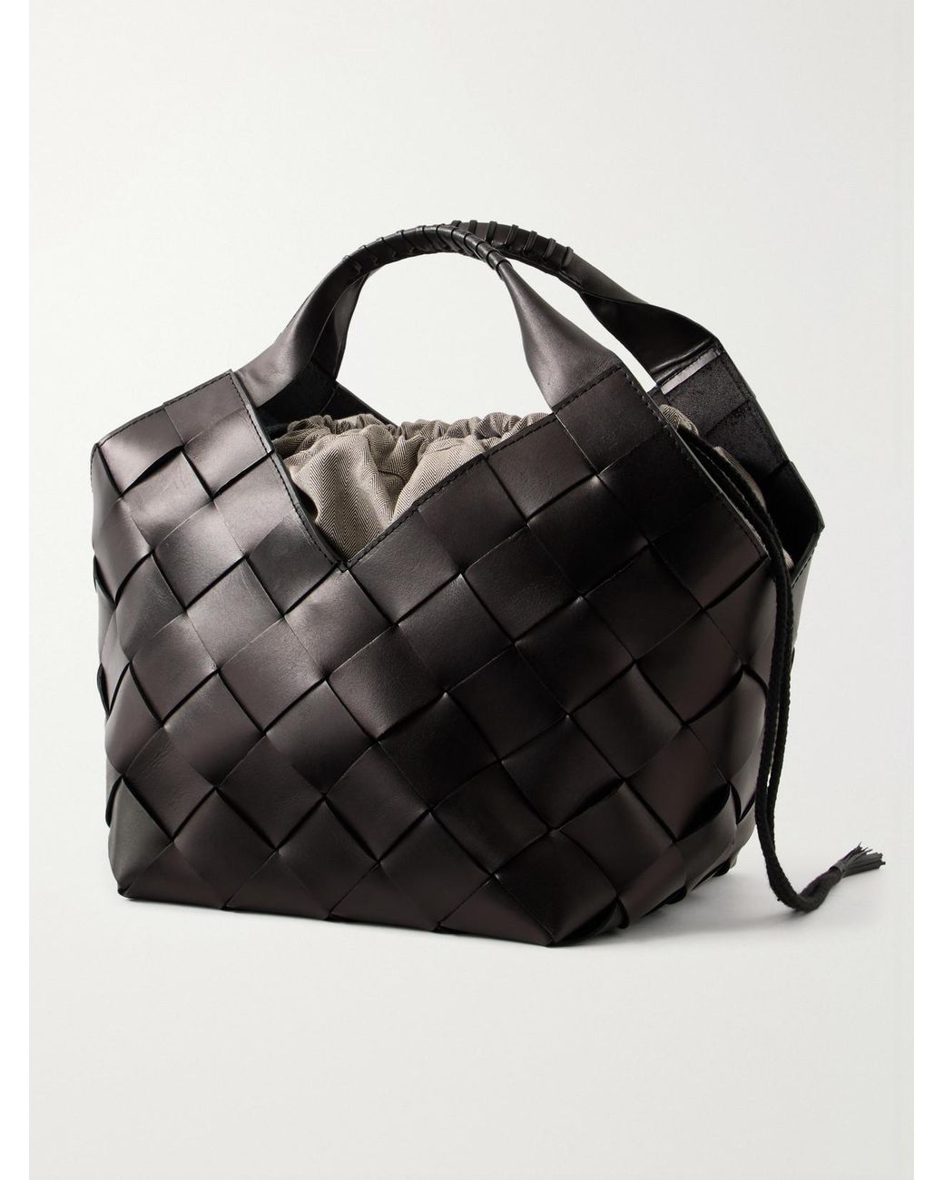 Dragon Diffusion Black Castello Woven Leather Tote
