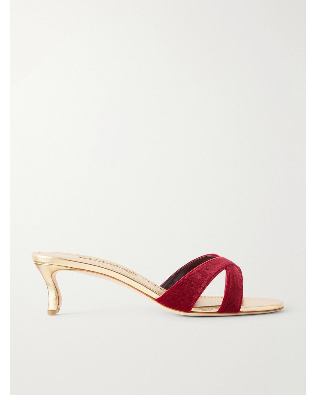 Manolo Blahnik Pink Callydramu 50 Velvet Sandals
