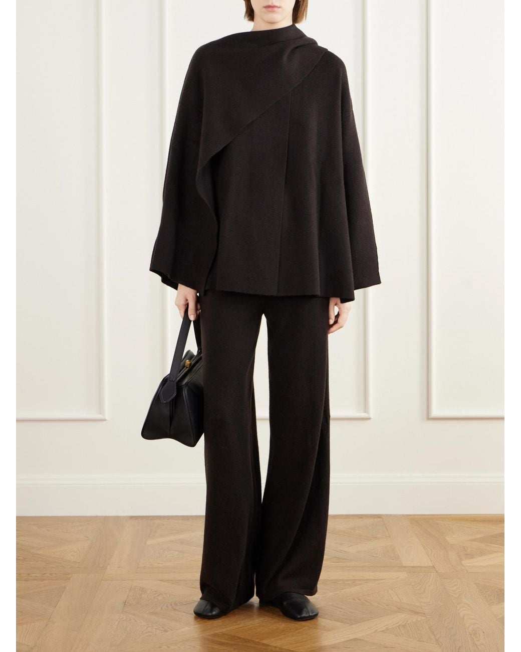 Lisa Yang Black Nessa Scarf-Detailed Double-Faced Cashmere Coat