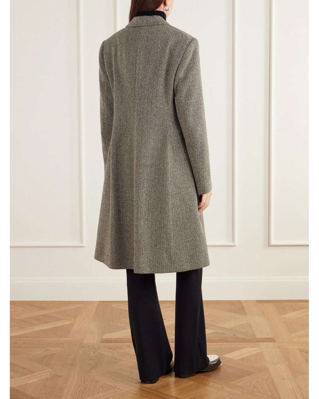 Polo Ralph Lauren Gray Herringbone Wool-Blend Twill Coat