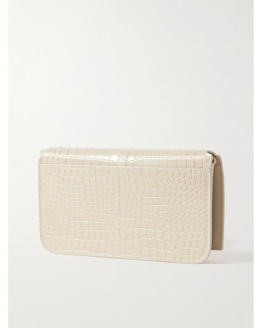 Saint Laurent Natural Cassandre Croc-Effect Leather Phone Case