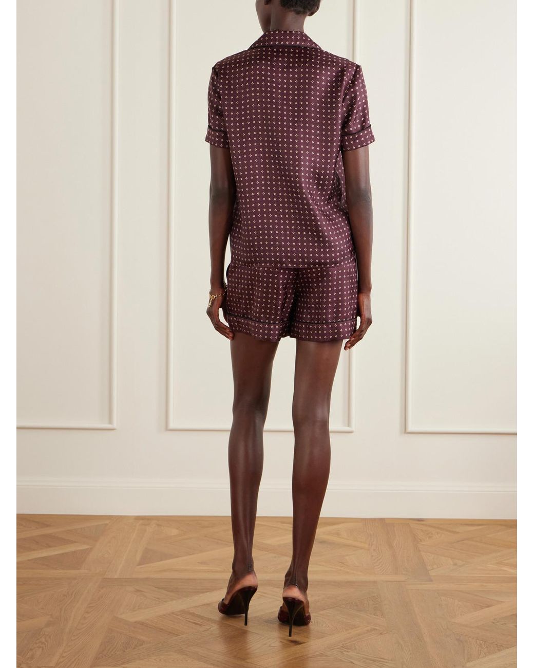 Saint Laurent Red Printed Silk-Twill Shirt