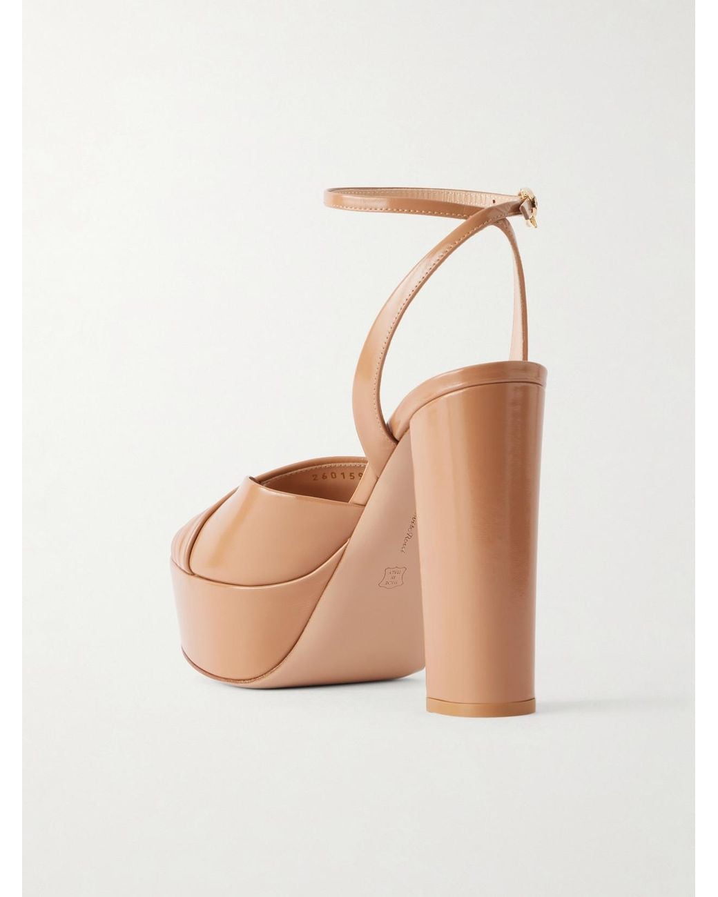Gianvito Rossi White 130 Pleated Patent-Leather Platform Sandals