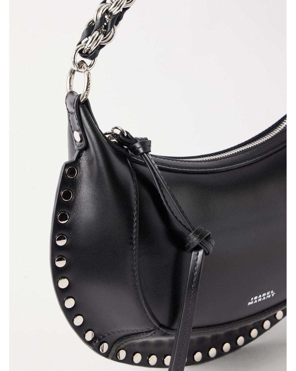 Isabel Marant Black Oskan Moon Studded Leather Shoulder Bag