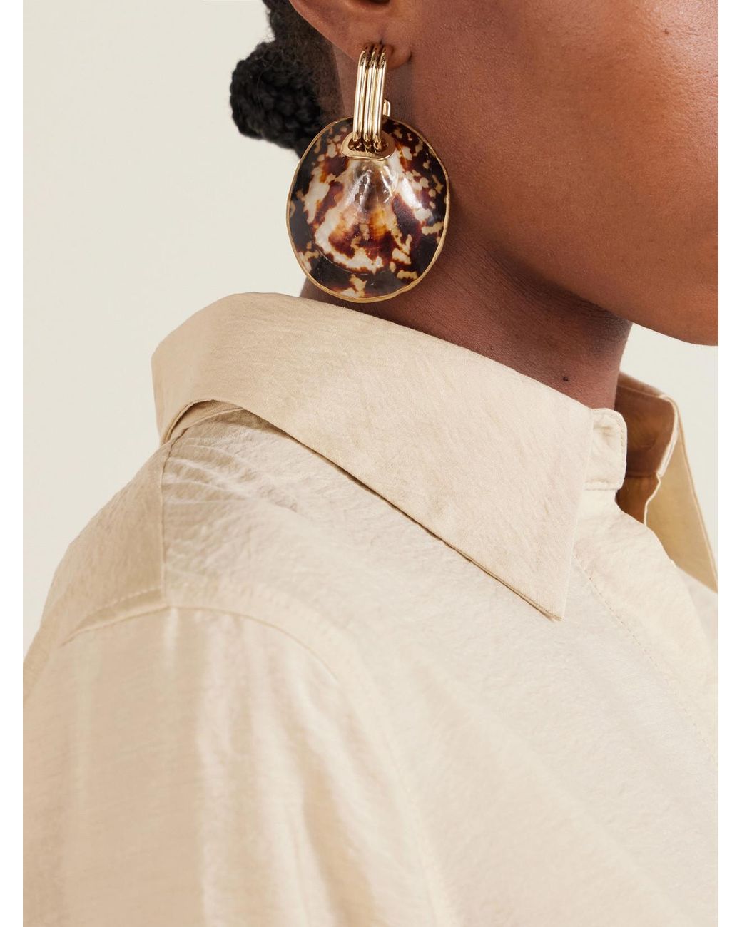 Tory Burch Metallic Shell Drop Earrings