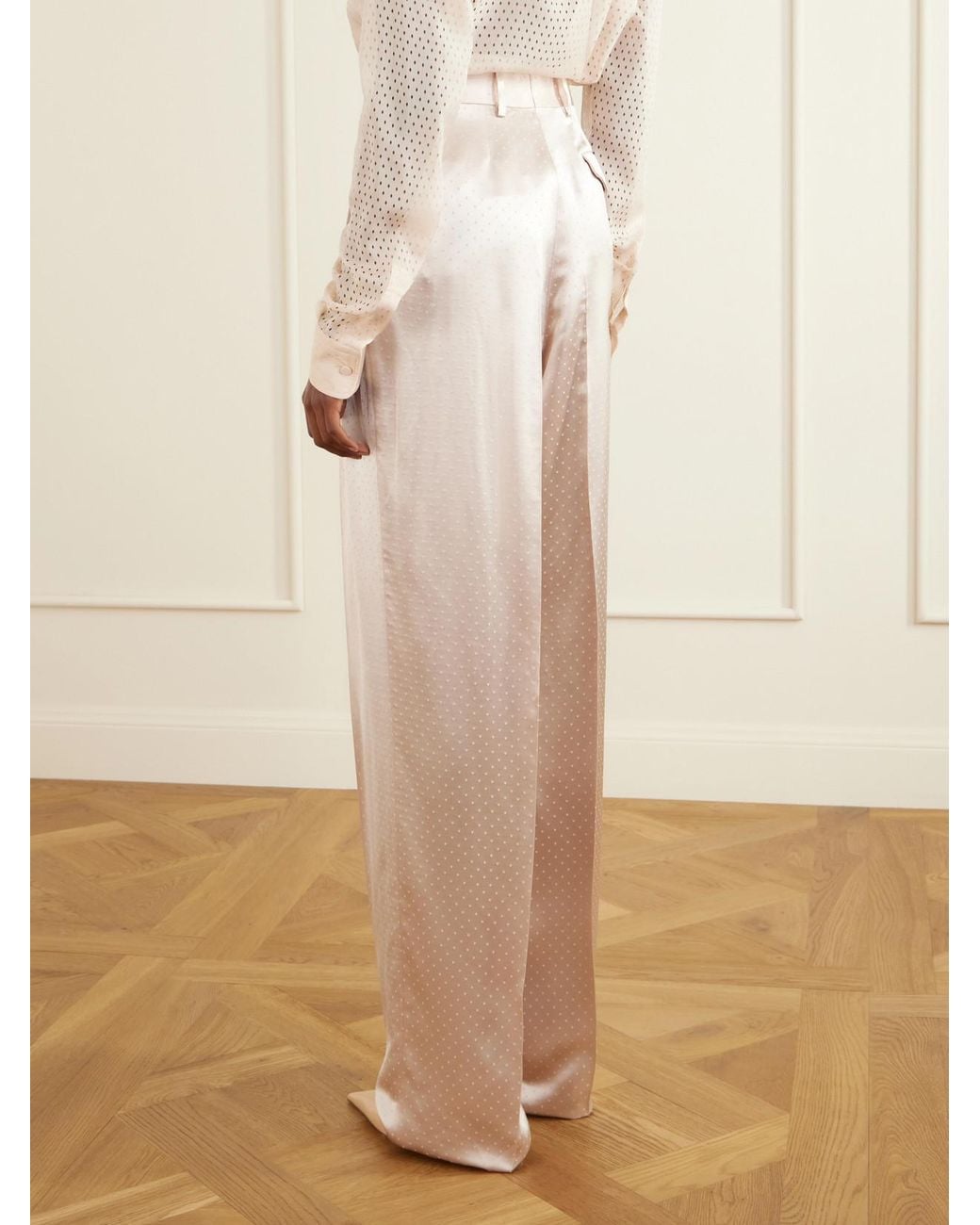Tom Ford Natural Polka- Dot Satin Straight-Leg Pants