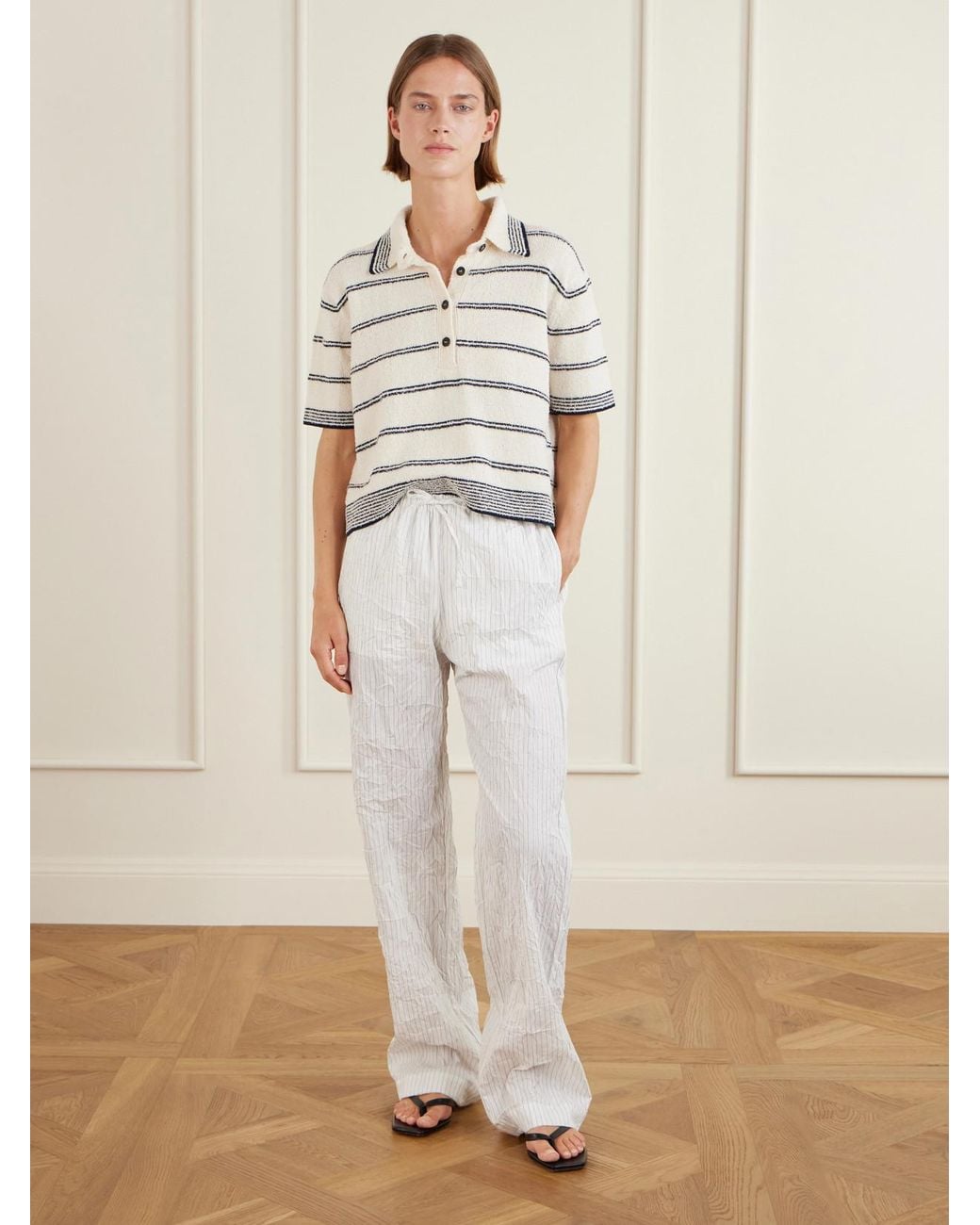 Rohe Natural Striped Cotton-Blend Terry Polo Shirt