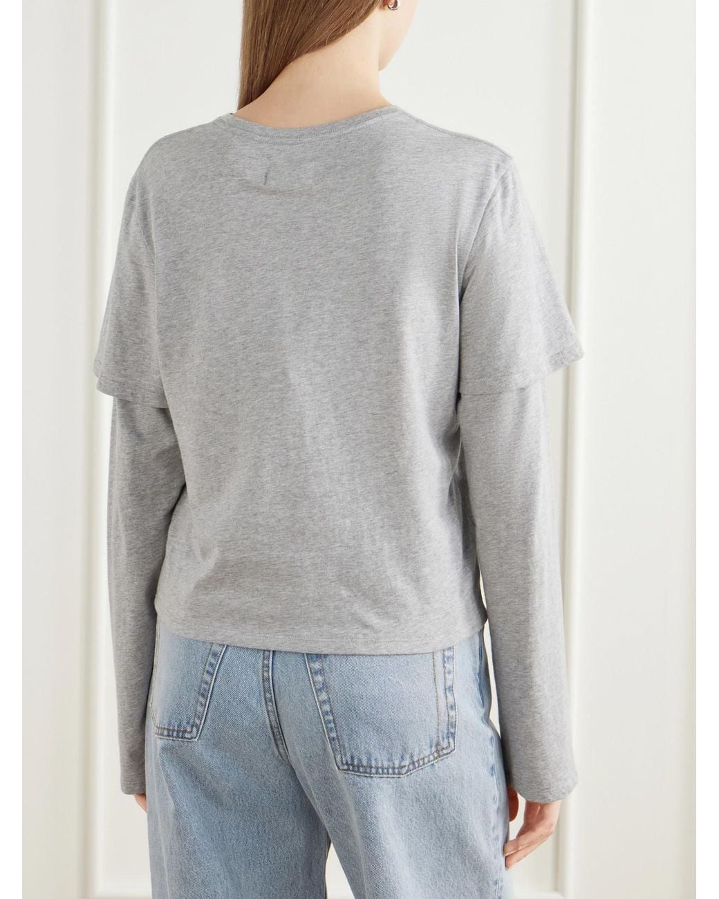 Still Here Gray 2Tee Layered Cotton-Jersey T-Shirt