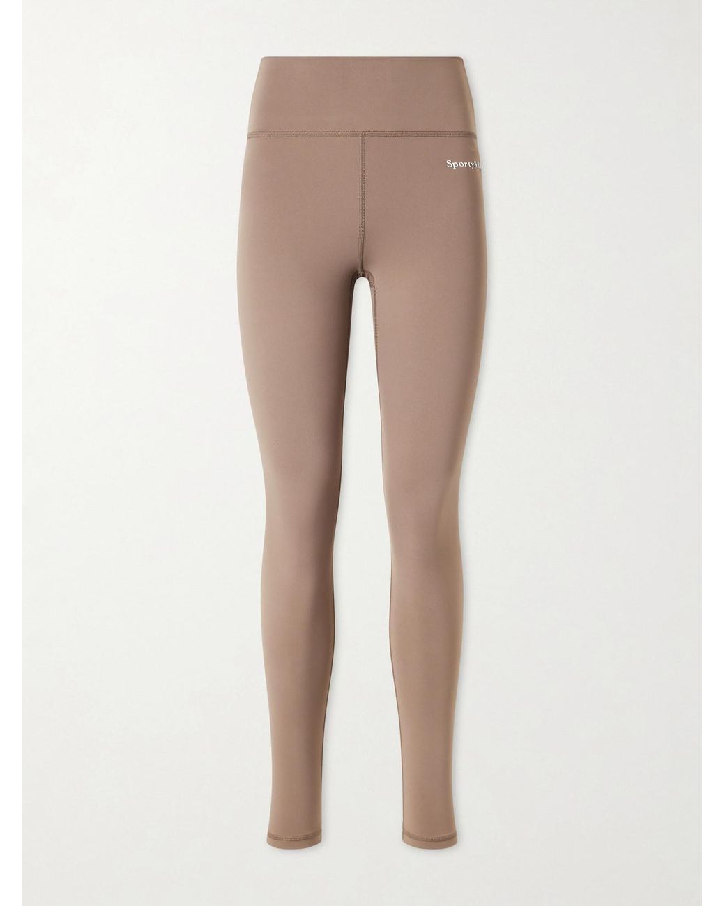 Sporty & Rich Natural Logo-Print Stretch-Jersey High-Rise Leggings