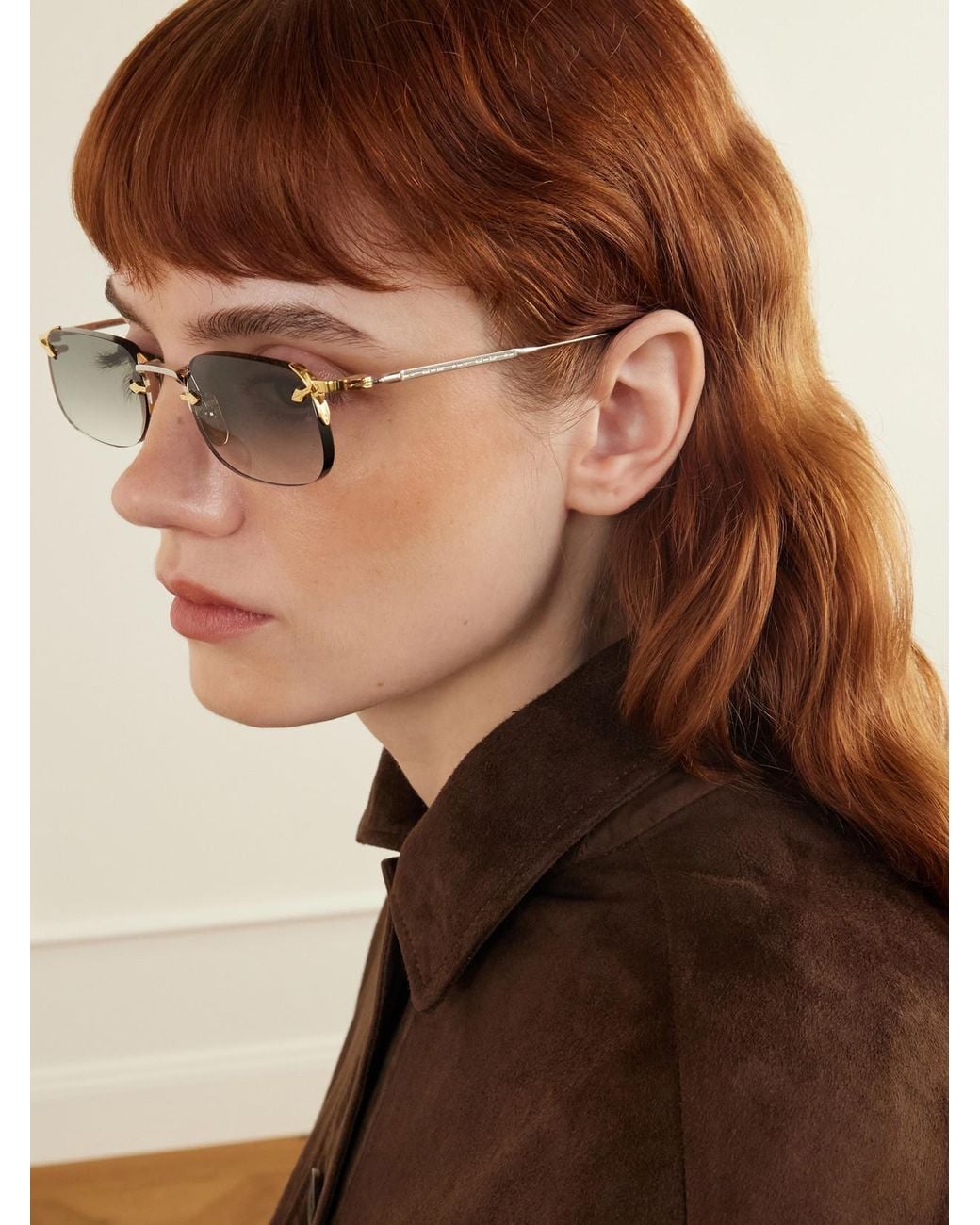 Jacques Marie Mage Natural Fonda Rimless Square-Frame Titanium Sunglasses