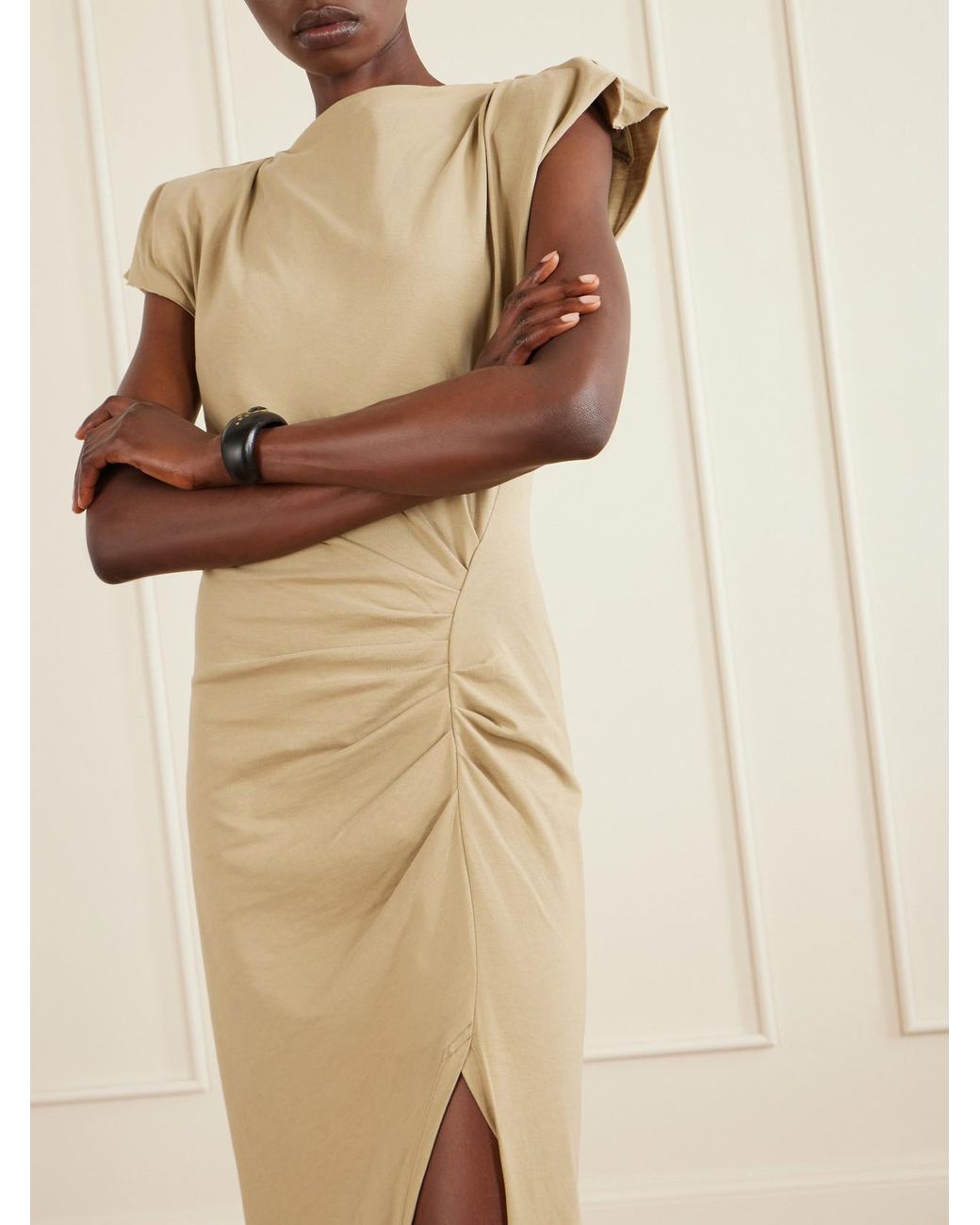 Isabel Marant Natural Nadela Gathered Cotton-Jersey Midi Dress