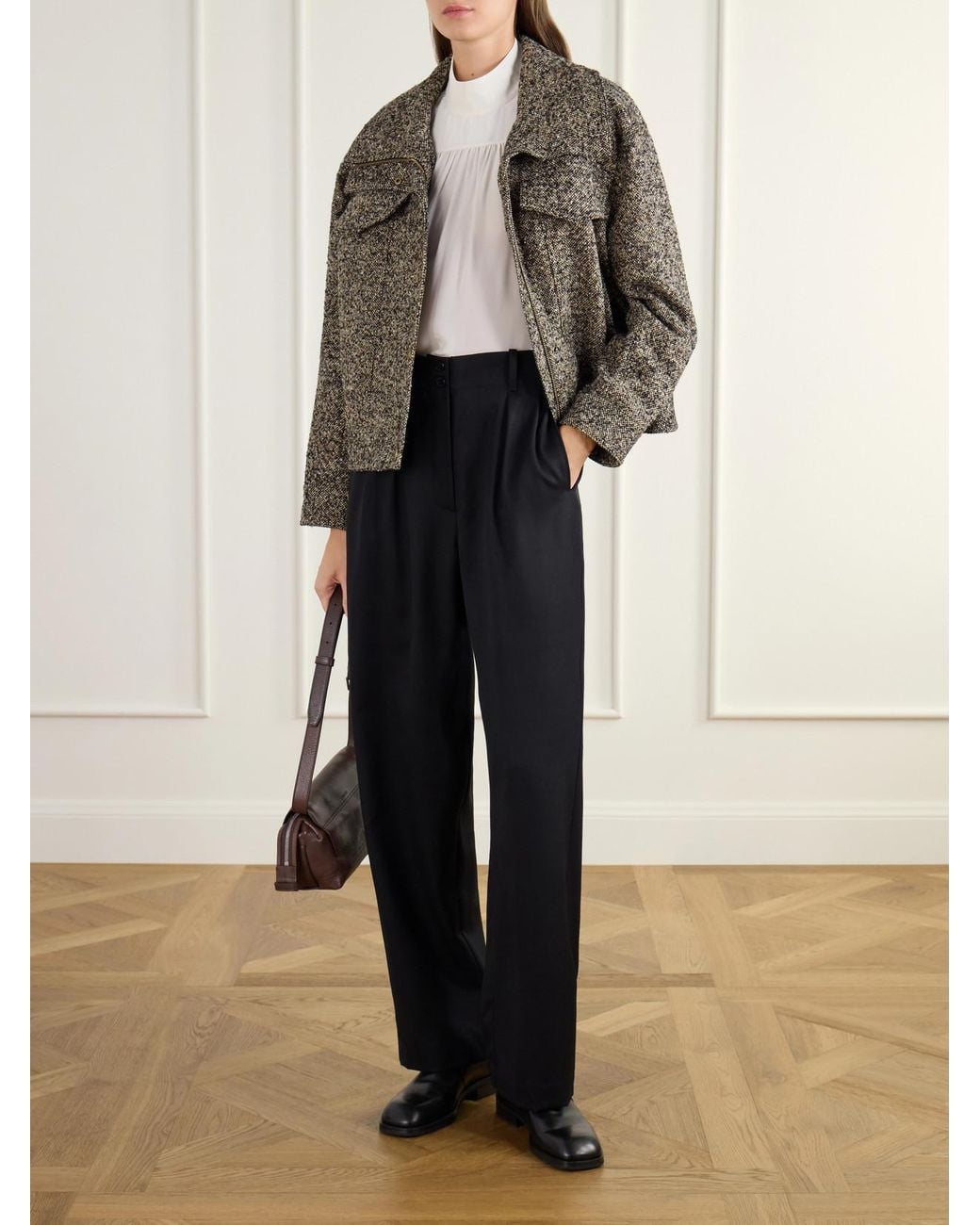 Veronica Beard Natural Silversmith Dickey Padded Tweed Jacket