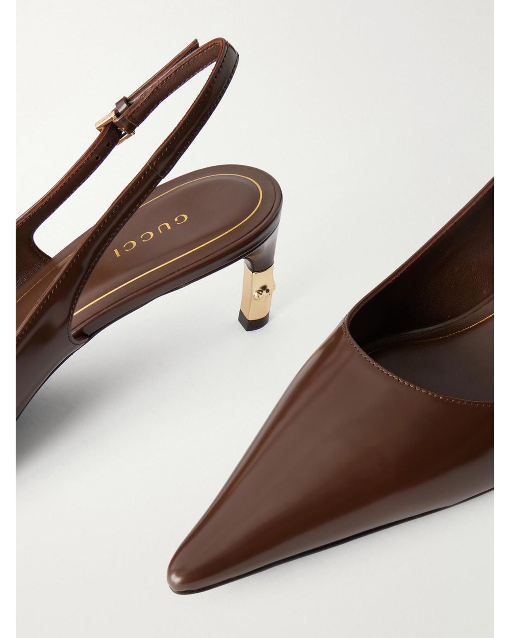 Gucci Natural Castello 60 Leather Pumps