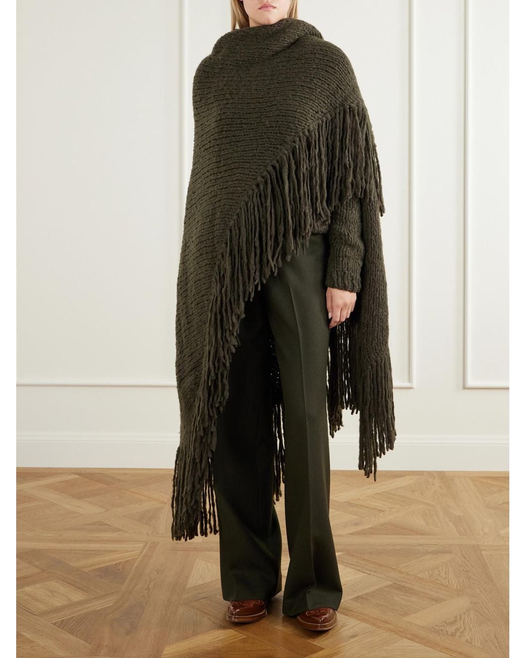 Gabriela Hearst Green Lauren Fringed Cashmere Wrap