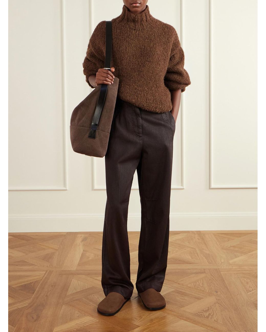 Lauren Manoogian Brown Alpaca, Merino Wool And Cotton-Blend Turtleneck Sweater