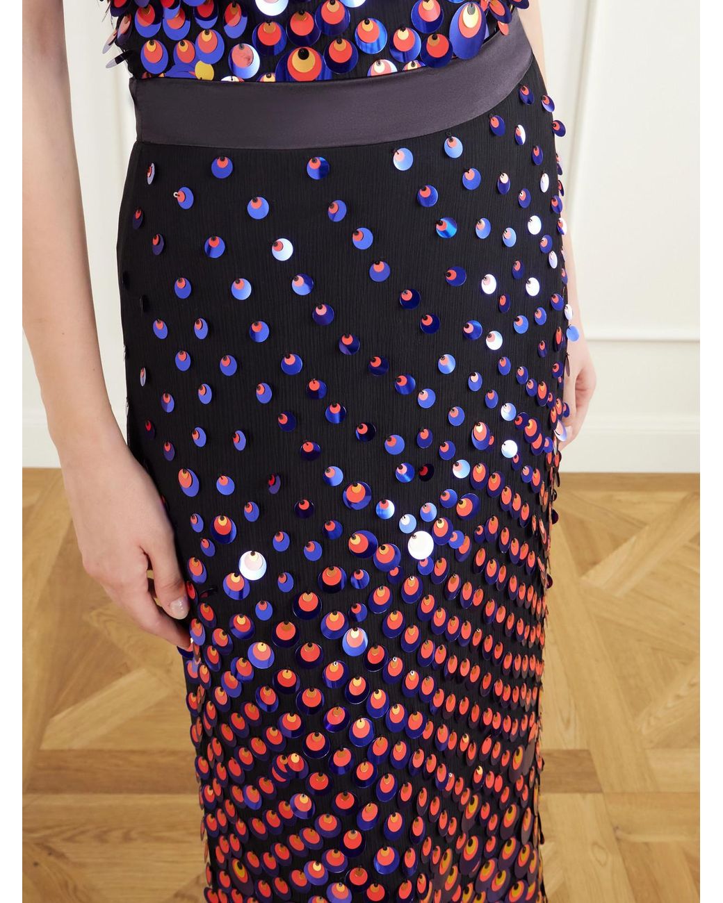 Christopher John Rogers Multicolor Sequin-Embellished Silk-Crepon Midi Skirt