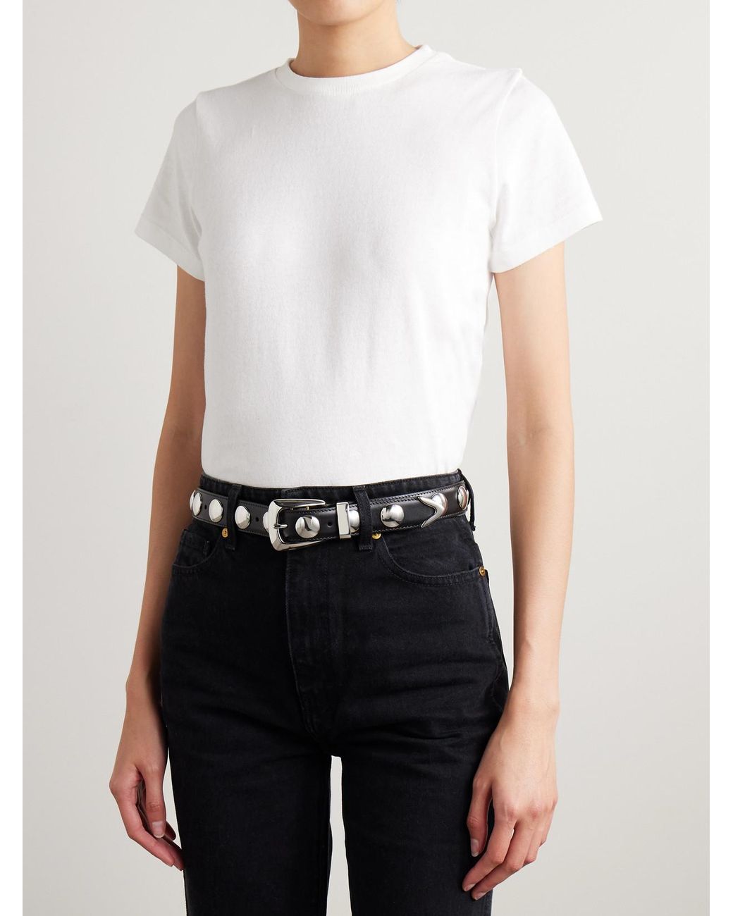 Khaite Black The Benny Studded Leather Belt