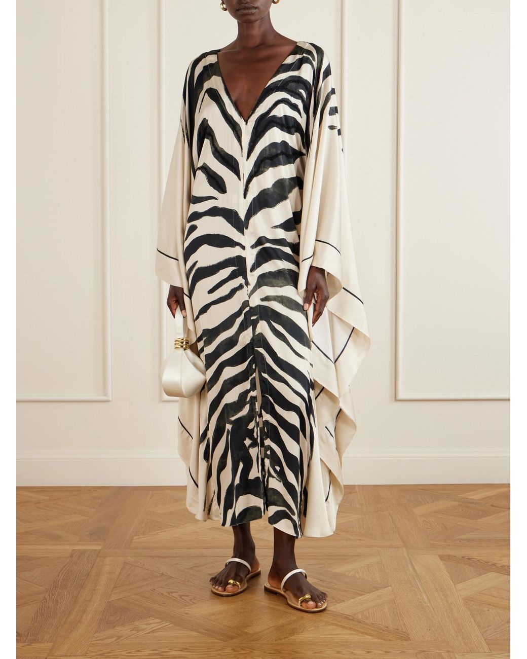 ANDRES OTALORA White Zawadi Del Sol Printed Satin Maxi Dress