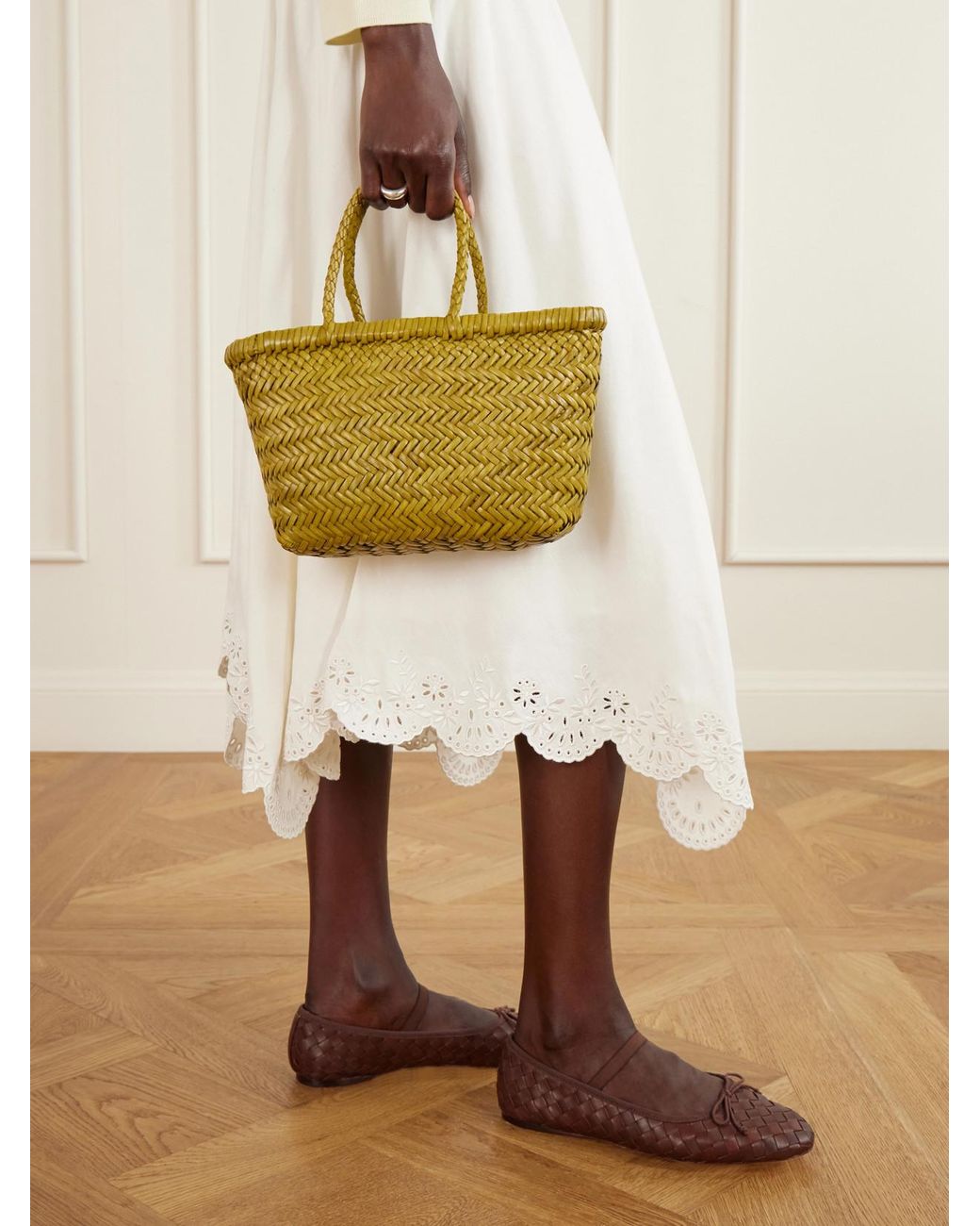 Dragon Diffusion Metallic Gora Mini Woven Leather Tote