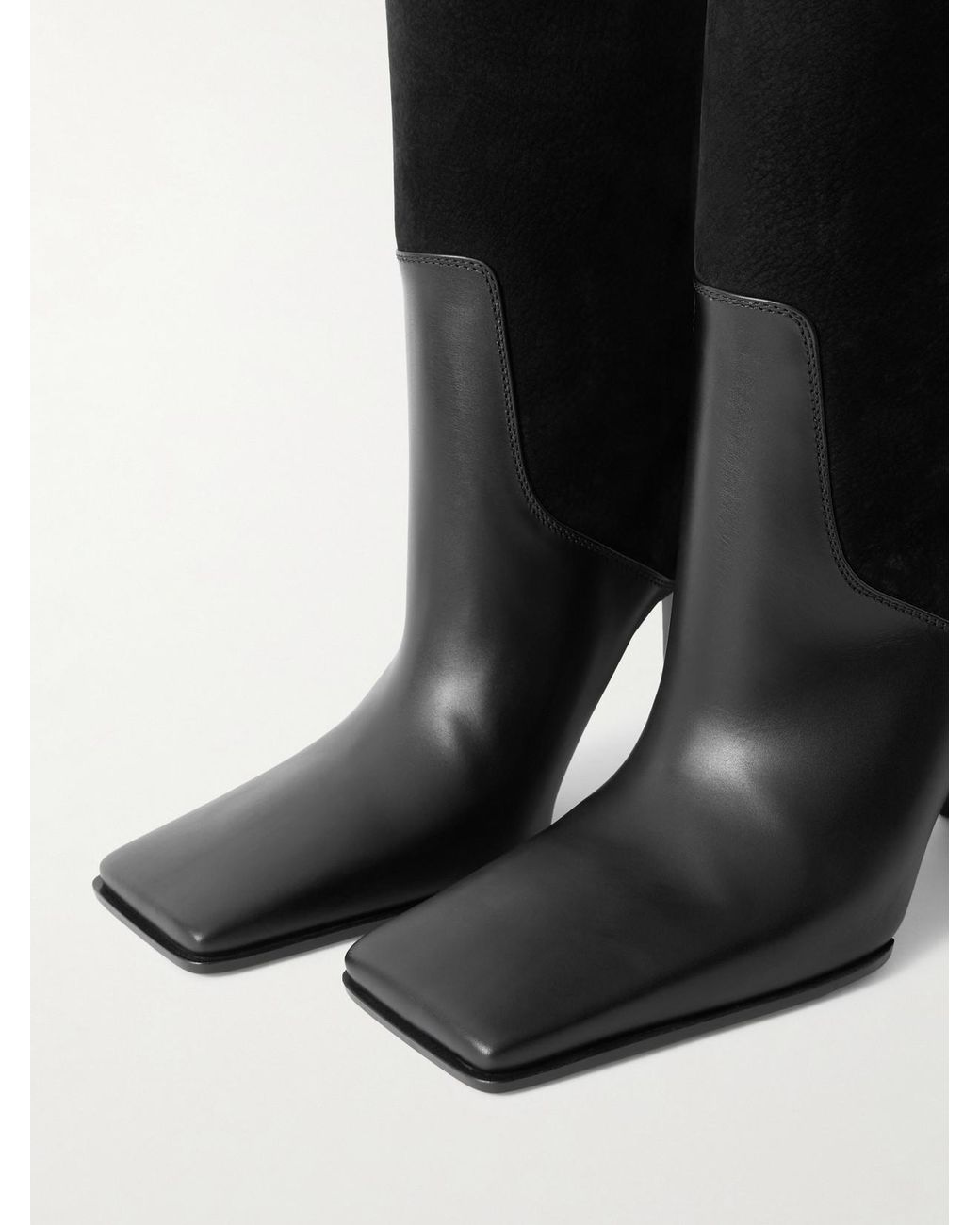 Alaïa Black Leather And Nubuck Knee Boots