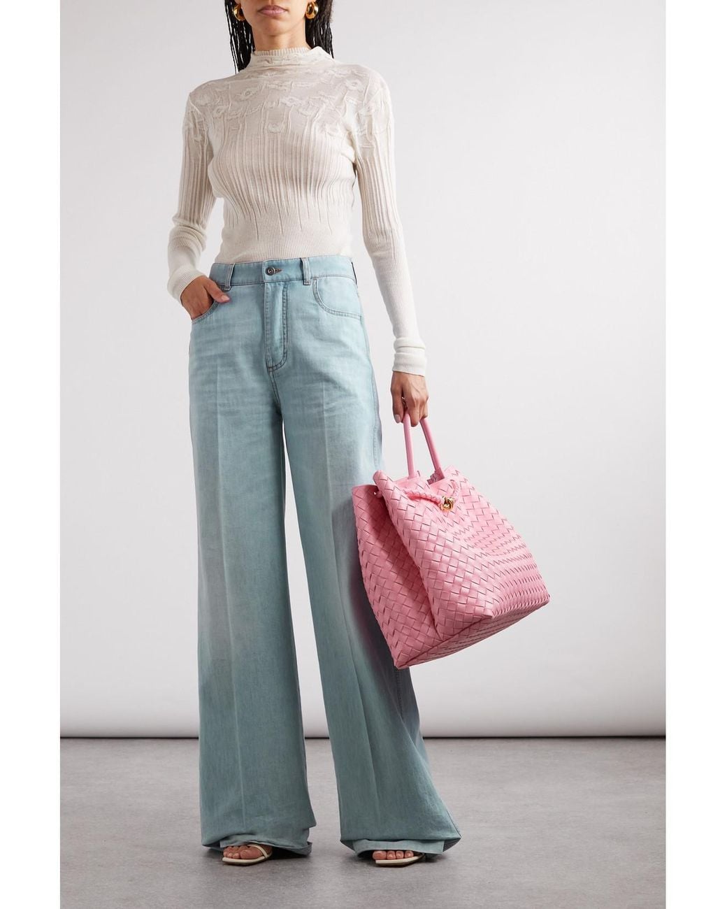Bottega Veneta Blue High-Rise Wide-Leg Jeans