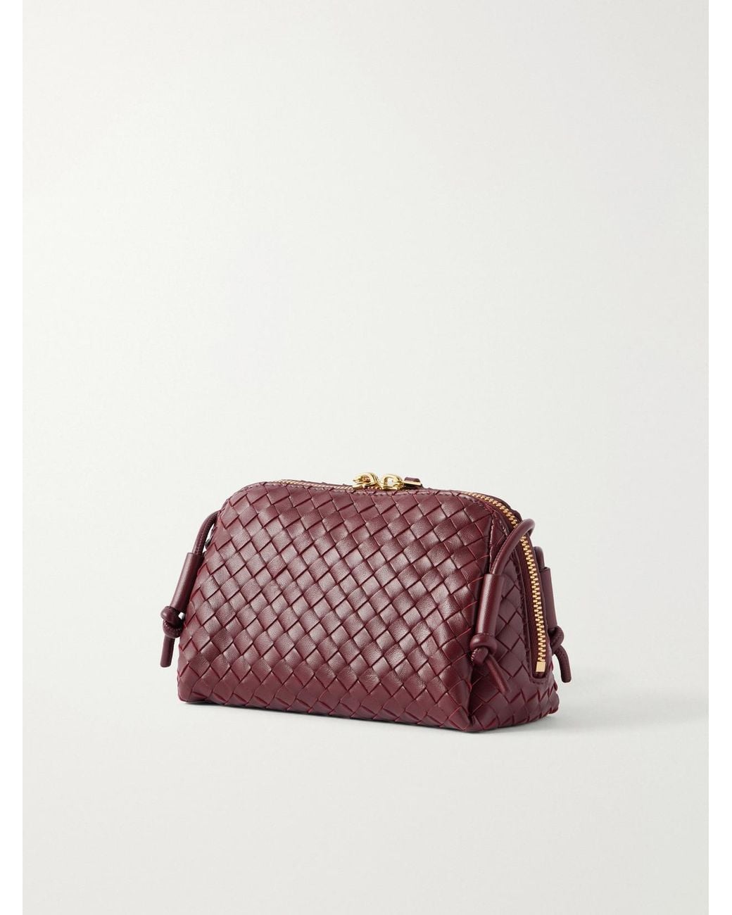 Bottega Veneta Red Concert Pouch Intrecciato Leather Shoulder Bag