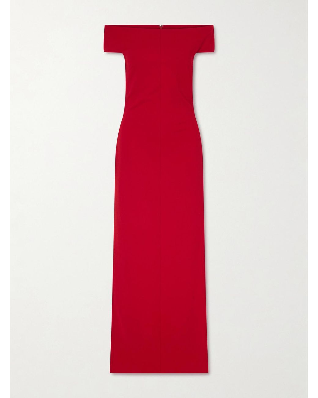 Solace London Red Kyra Off-The-Shoulder Crepe Gown