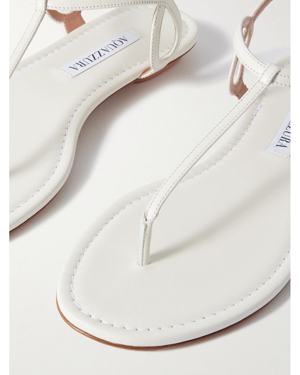 Aquazzura White Almost Bare Leather Sandals