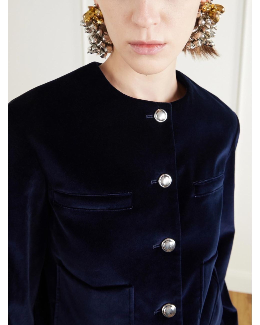 Altuzarra Blue Bernadette Cotton-Blend Velvet Jacket