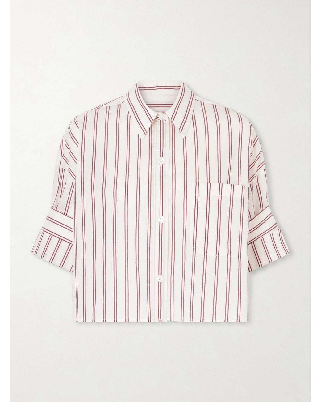 Twp Natural Next Ex Cropped Striped Cotton And Silk-Blend Shirt