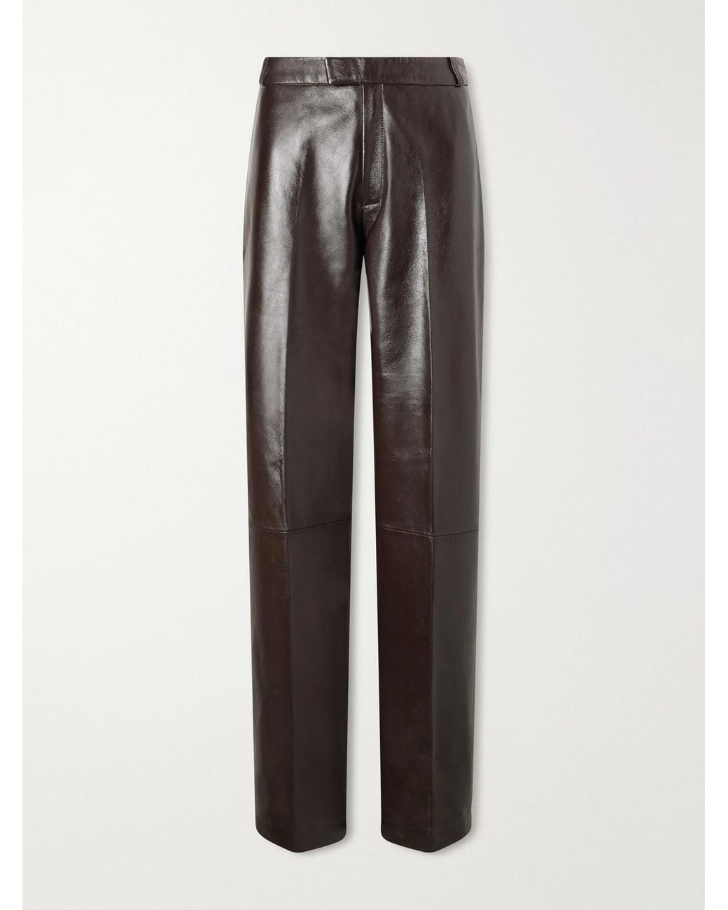 Arma Brown Palermo Leather Straight-Leg Pants