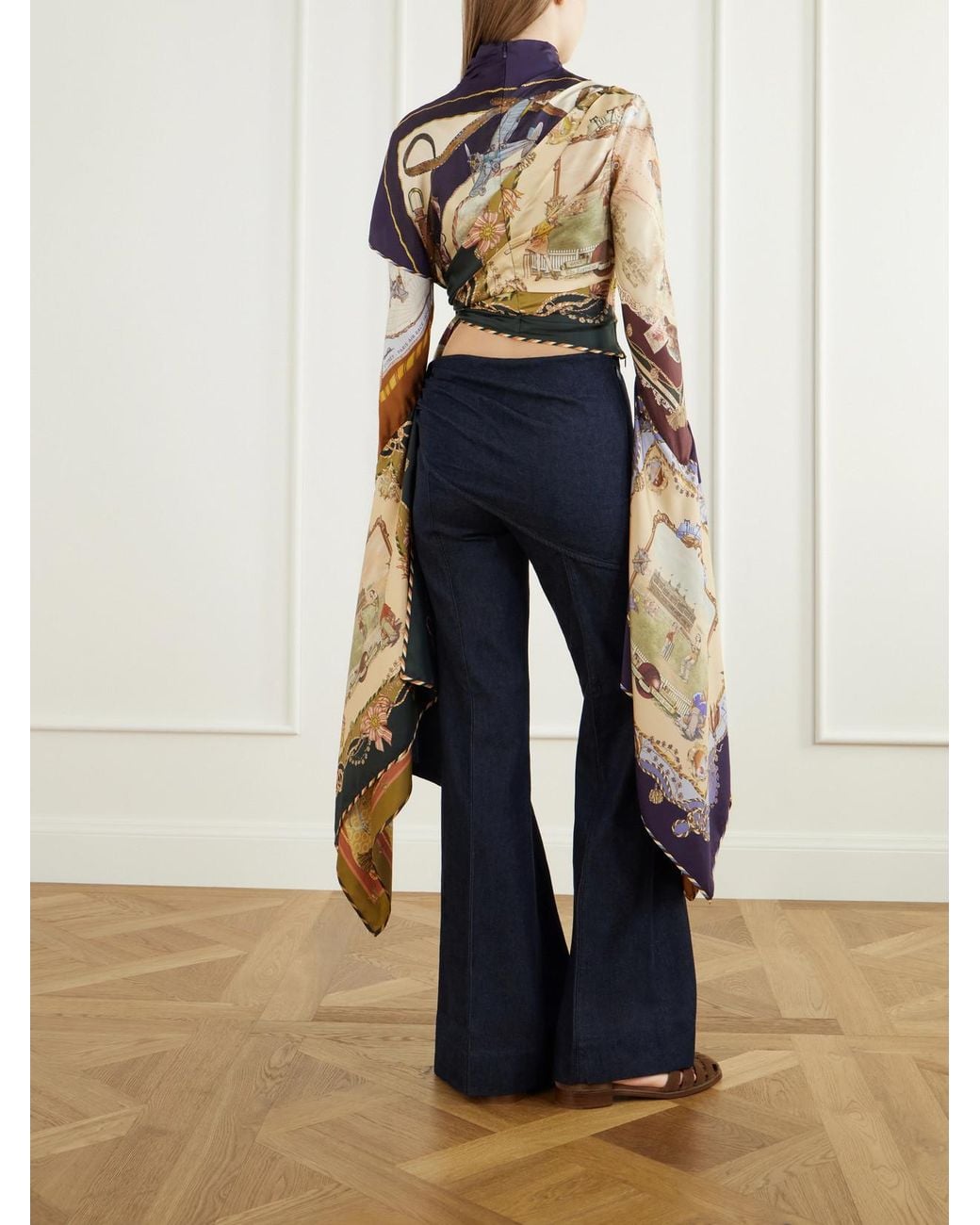 Zimmermann Blue Valiant Draped Flared Jeans