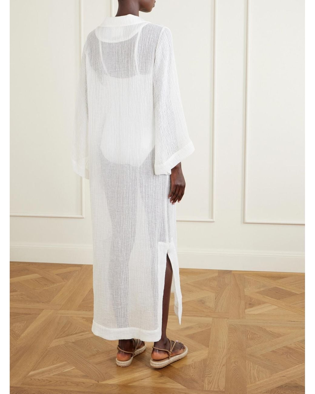 Lisa Marie Fernandez White Linen-Blend Coverup