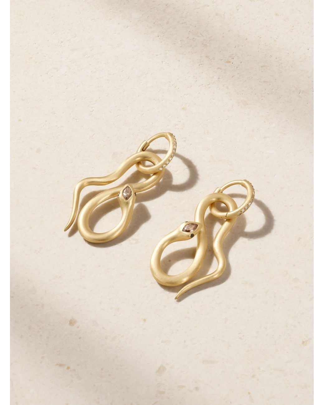 Ileana Makri Natural Jungle Snake 18-Karat Diamond Hoop Earrings