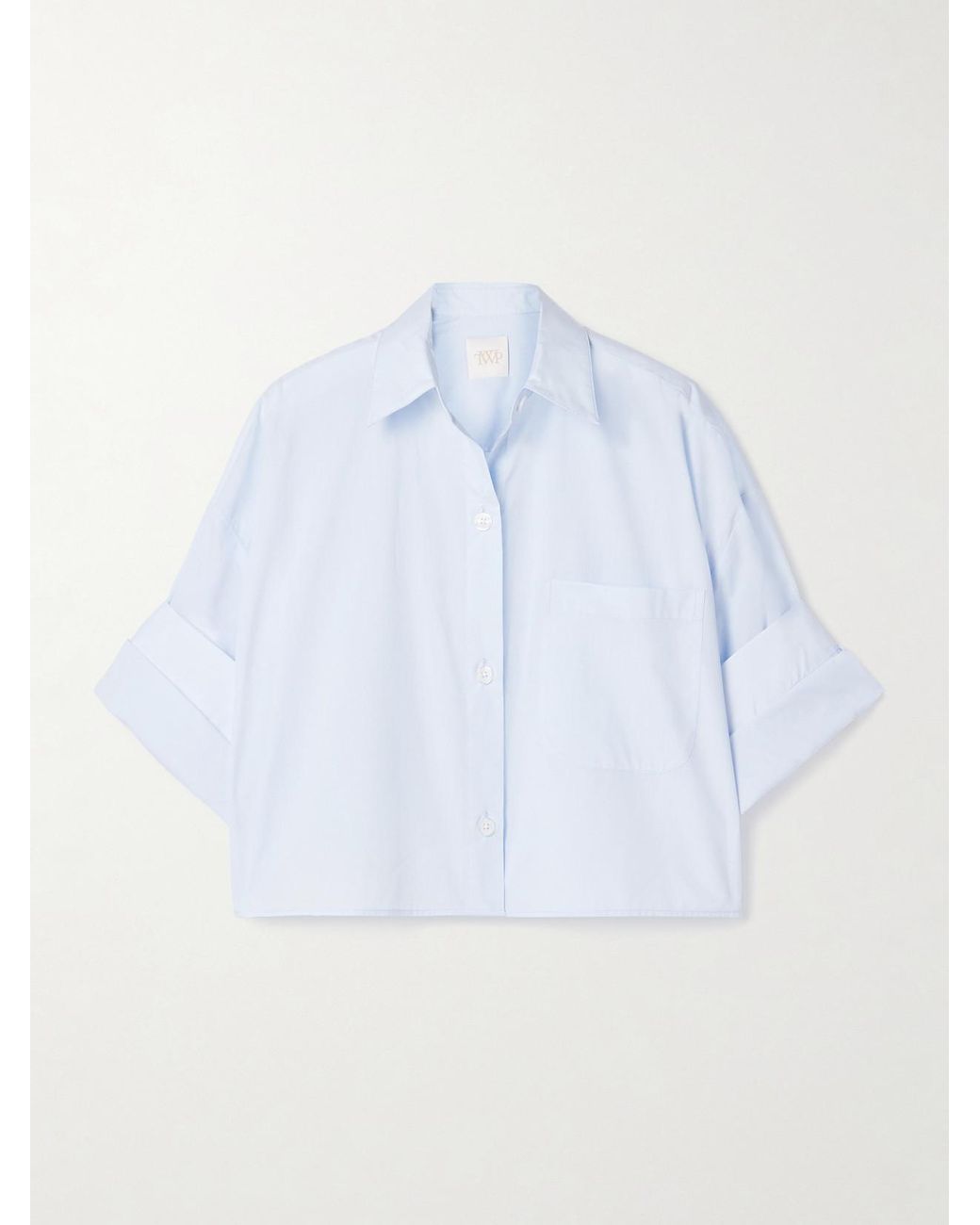 Twp Blue Next Ex Cropped Cotton-Poplin Shirt