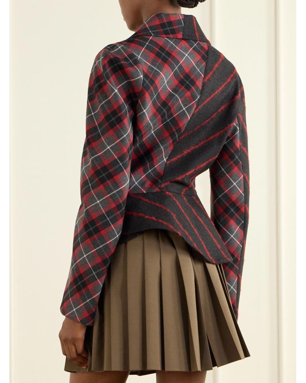 Vivienne Westwood Black Stormy Checked Asymmetric Wool-Blend Blazer