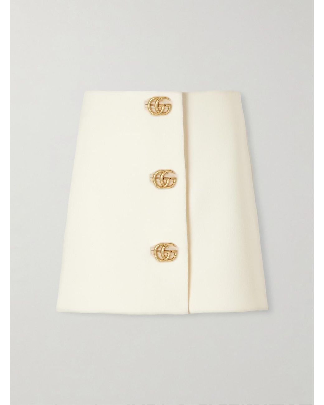 Gucci Natural Gg Wool-Crepe Mini Skirt