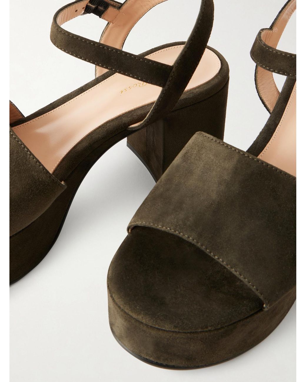 Gianvito Rossi Green Carol 35 Suede Platform Sandals