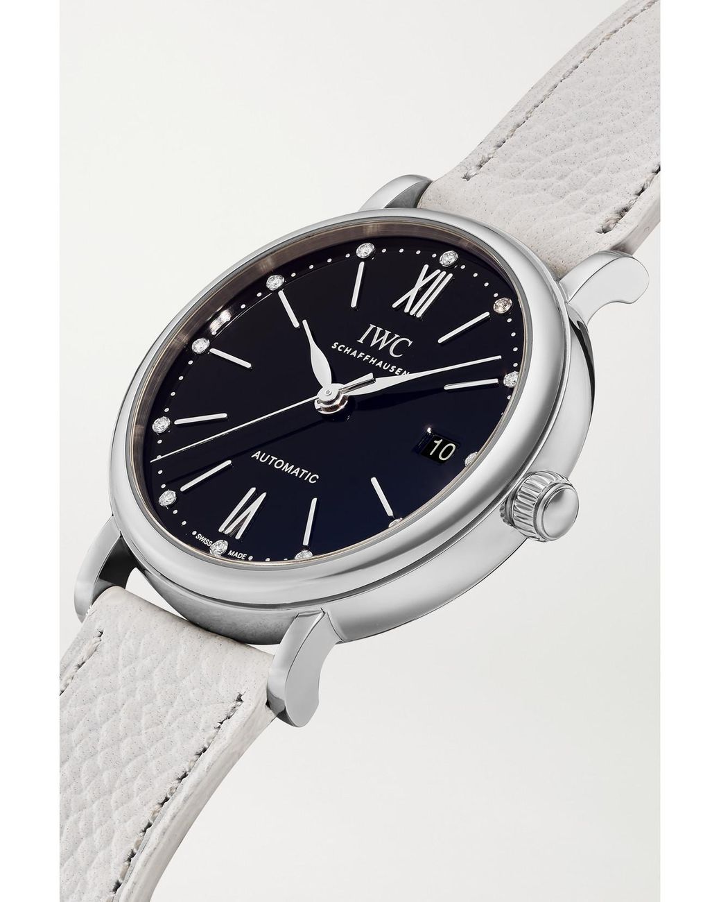 Iwc Gray Portofino Automatic Stainless Steel Diamond Watch