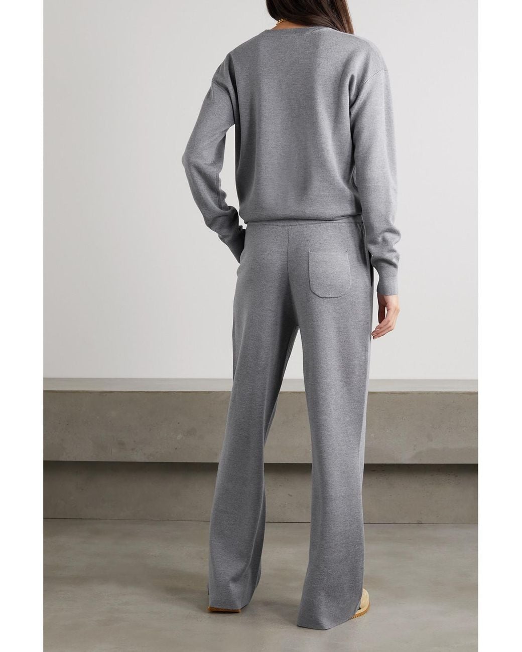 Olivia Von Halle Gray Carmel Silk And Cashmere-Blend Sweatshirt And Track Pants Set