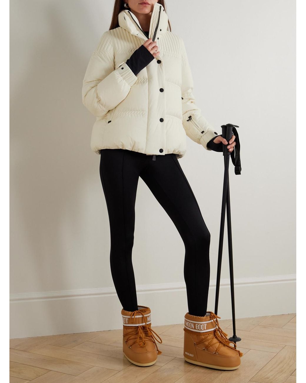 Moncler Natural Anglin Quilted Down Ski Jacket